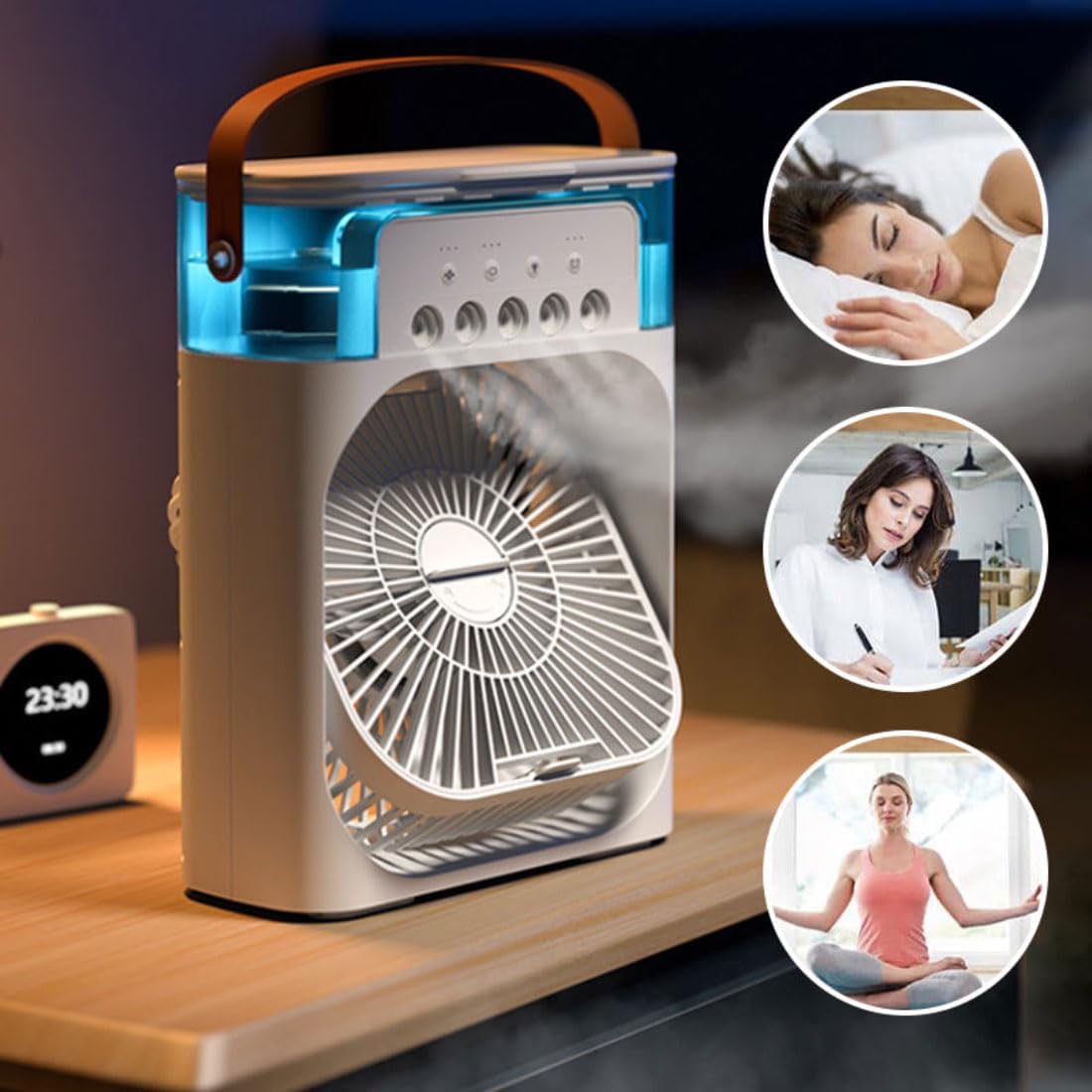 🔥DESTOCKAGE🔥 MINI CLIMATISEUR VENTILATEUR 5 EN 1 PORTABLE LED LUMINEUX