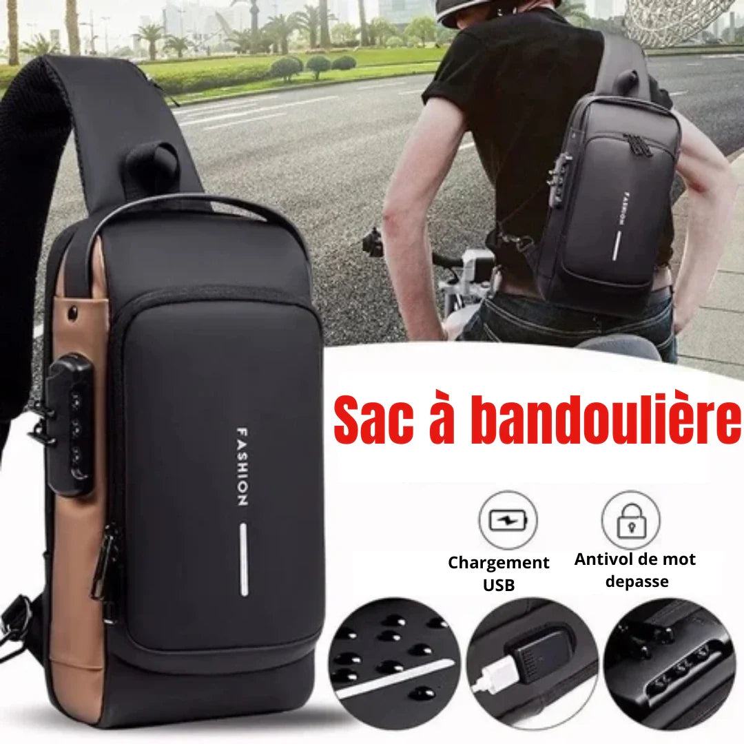 Sac à bandoulière antivol avec chargeur USB