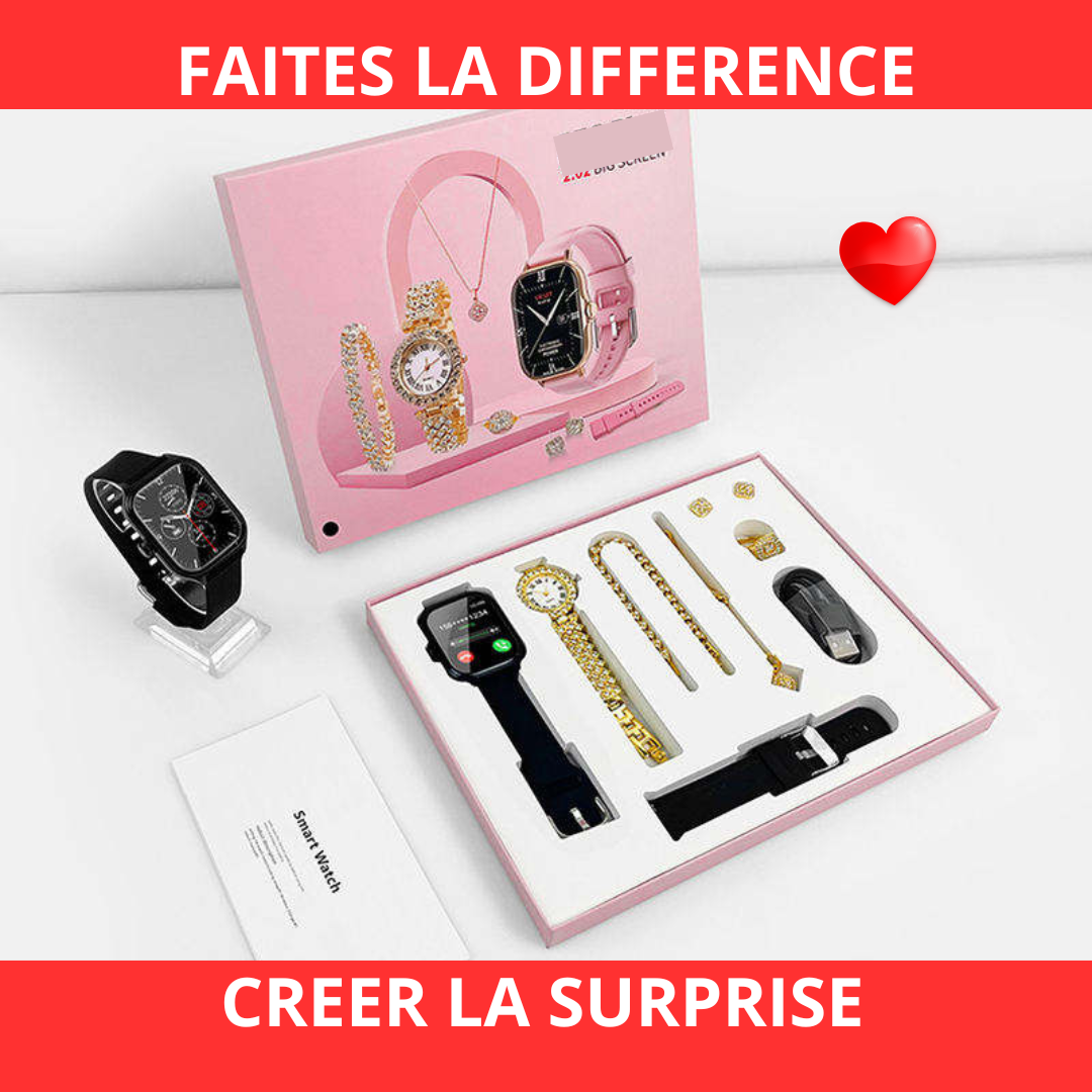 BIJOUX - MONTRE CONNECTEE - BRACELET - CHAINE - MONTRE DOREE - BOUCLE D'OREILLE - BAGUE - CHARGEUR